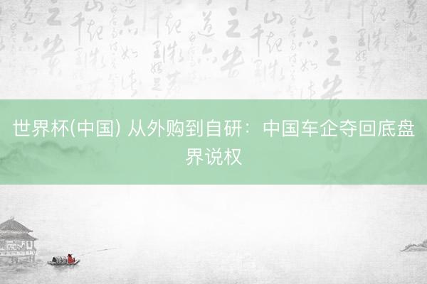 世界杯(中国) 从外购到自研：中国车企夺回底盘界说权