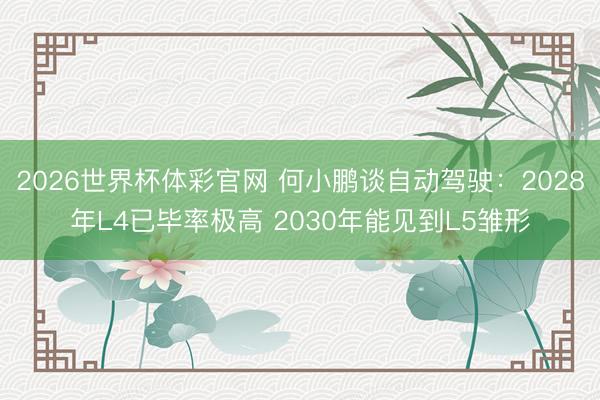 2026世界杯体彩官网 何小鹏谈自动驾驶：2028年L4已毕率极高 2030年能见到L5雏形