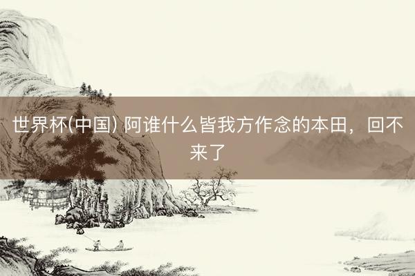 世界杯(中国) 阿谁什么皆我方作念的本田,回不来了