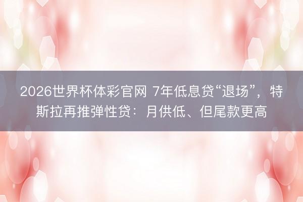 2026世界杯体彩官网 7年低息贷“退场”,特斯拉再推弹性贷:月供低、但尾款更高