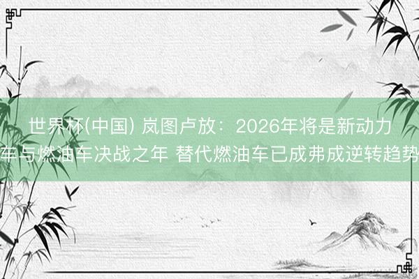 世界杯(中国) 岚图卢放:2026年将是新动力车与燃油车决战之年 替代燃油车已成弗成逆转趋势