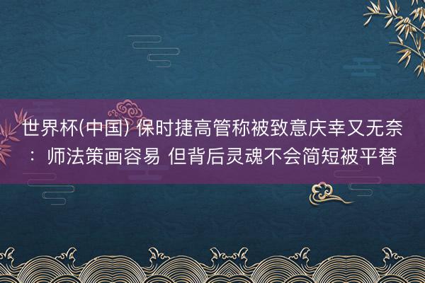 世界杯(中国) 保时捷高管称被致意庆幸又无奈:师法策画容易 但背后灵魂不会简短被平替