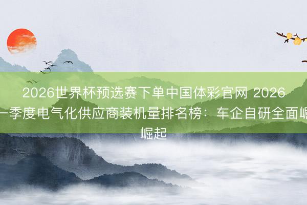 2026世界杯预选赛下单中国体彩官网 2026年一季度电气化供应商装机量排名榜：车企自研全面崛起
