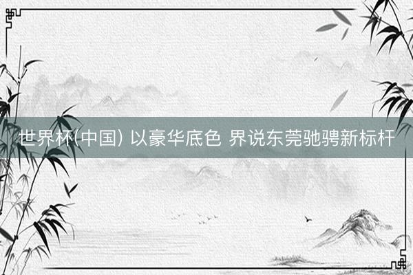 世界杯(中国) 以豪华底色 界说东莞驰骋新标杆