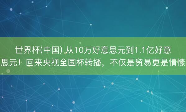 世界杯(中国) 从10万好意思元到1.1亿好意思元！回来央视全国杯转播，不仅是贸易更是情愫