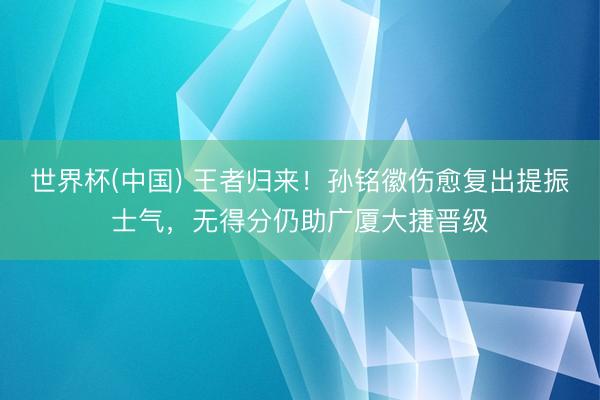 世界杯(中国) 王者归来！孙铭徽伤愈复出提振士气，无得分仍助广厦大捷晋级