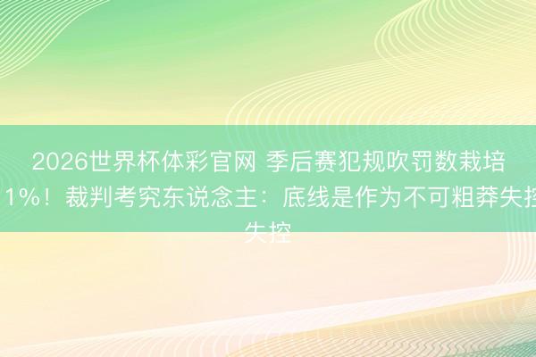 2026世界杯体彩官网 季后赛犯规吹罚数栽培11%！裁判考究东说念主：底线是作为不可粗莽失控