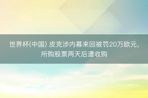 世界杯(中国) 皮克涉内幕来回被罚20万欧元,所购股票两天后遭收购