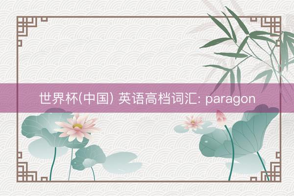 世界杯(中国) 英语高档词汇: paragon