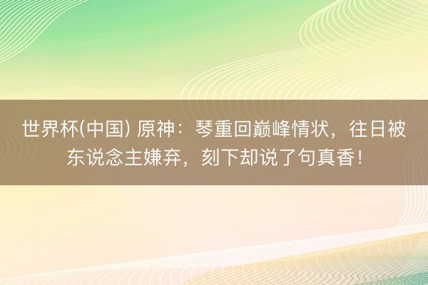 世界杯(中国) 原神：琴重回巅峰情状，往日被东说念主嫌弃，刻下却说了句真香！