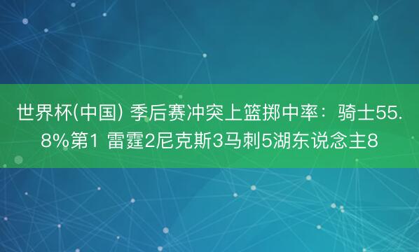世界杯(中国) 季后赛冲突上篮掷中率：骑士55.8%第1 雷霆2尼克斯3马刺5湖东说念主8