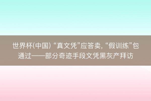 世界杯(中国) “真文凭”应答卖， “假训练”包通过——部分奇迹手段文凭黑灰产拜访