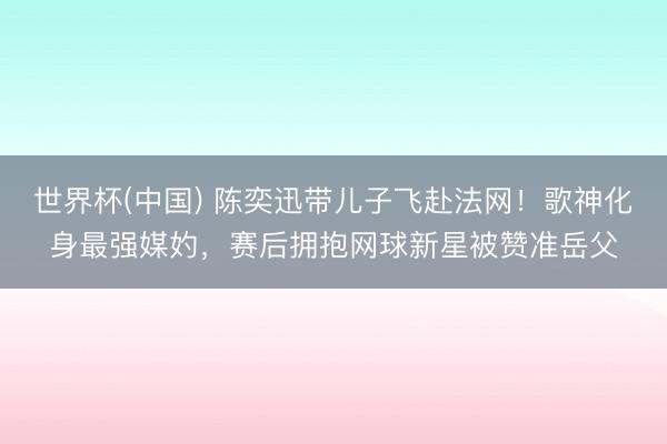 世界杯(中国) 陈奕迅带儿子飞赴法网！歌神化身最强媒妁，赛后拥抱网球新星被赞准岳父