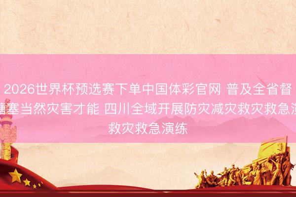 2026世界杯预选赛下单中国体彩官网 普及全省督察搪塞当然灾害才能 四川全域开展防灾减灾救灾救急演练