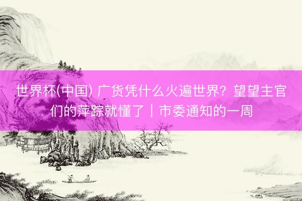 世界杯(中国) 广货凭什么火遍世界?望望主官们的萍踪就懂了|市委通知的一周